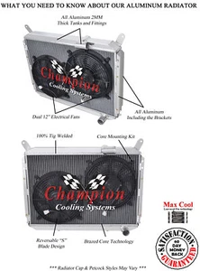 AR Champion 2 Row Radiator W/ 2 12" Fans for 1984 - 1989 Nissan 300ZX V6 Engine - Picture 1 of 9