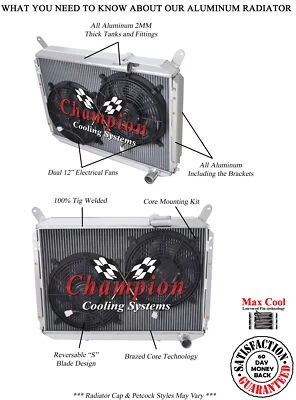 Radiador RS Champion 3 filas con 2 ventiladores de 12" para motor Nissan 300ZX V6 1984-1989 Foto 1 de 4