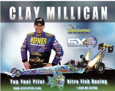 2006 Clay Millican Werner Enterprises/Nitro Fish Top Fuel NHRA postcard Cover