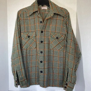 Vintage 40s 50s McGregor Collar Shirt Plaid Medium Excellent Condition Green Red - Picture 1 of 24