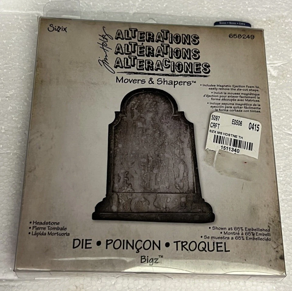 Sizzix Tim Holtz HALLOWEEN TOMBSTONE Bigz Die HEADSTONE  TALKING TAG NEW ! - Image 1 of 4