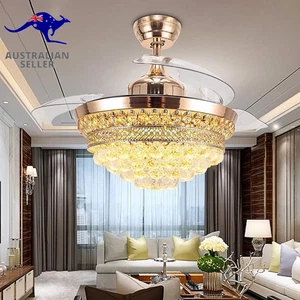 42 Inch Invisible Reversible Ceiling Fan with LED Lights and Remote Control, 4 R - Picture 1 of 12