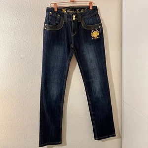Disney Womens Blue Winnie The Pooh Jeans Sz 27 X 30 Cartoon Embroidered - Picture 1 of 10