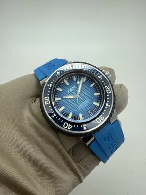 Oris Aquis Pro Blue Rubber Wave Titanium 49mm relógio automático 01 400 7777 7155 B+P - Imagem 1 de 4