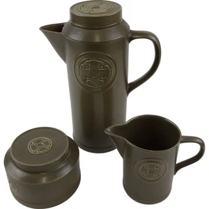 Crown Clarence Agincourt Ironstone Kaffeeservice braun geprägtes Steinzeug 3-teilig - Bild 1 von 12