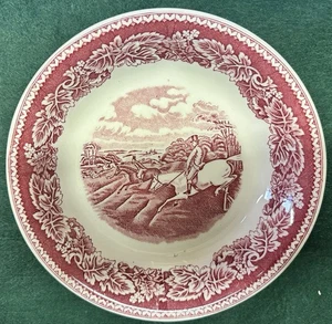 Fox Hunt Hunting Homer Laughlin Currier & Ives Soup Bowl Red Transferware Asis 4 - Picture 1 of 4
