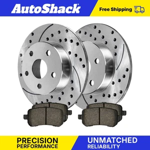 Rear Drilled Slotted Brake Rotors Ceramic Pads for Chrysler Town & Country - Picture 1 of 7