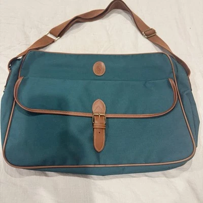 Polo Ralph Lauren Green Canvas Tote Bag Laptop Crossbody Messenger Travel - Image 1 of 4