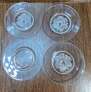 4er SET VINTAGE VAL ST LAMBERT BRUSSELS INTAGLIO KRISTALL SALAT OBSTTELLER - Bild 1 von 6