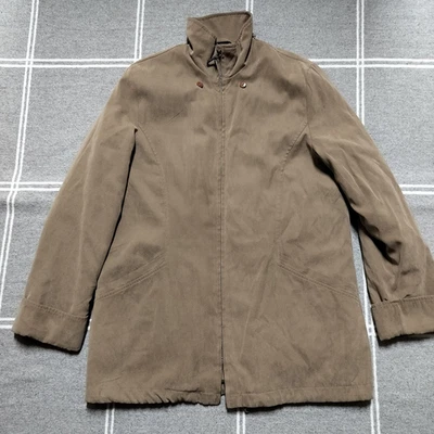 London Fog Women's Small Suede Tan Full Zip Coat Jacket Removable Quilted Lining - Image 1 of 4