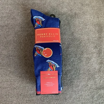 Calcetines Perry Ellis Portfolio Para Hombre Trineo para Perros Estampado Isla Justa Paquete de 6 Negro/azul Foto 1 de 4