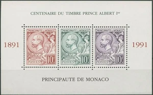 MONACO 1991 Centenario dei Francobolli (Albert I) BF MNH** - Picture 1 of 1