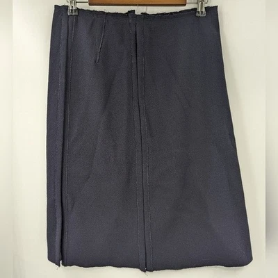 Falda PRADA Mujer 40 Azul Marino Aline Dobladillo Crudo Mezcla Lana Foto 1 de 4