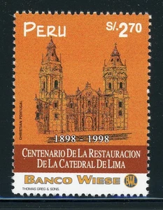 PERU MNH (1998) Selections: Scott #1186 2.70S LIMA Cathedral Restoration CV$5+ - Picture 1 of 1