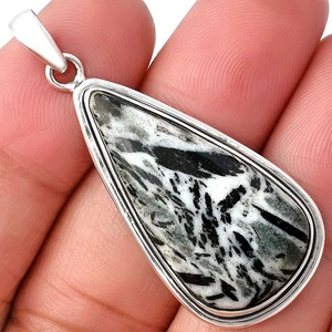 Natürliche Hornblende 925 Sterling Silber Anhänger Schmuck P-1050 - Bild 1 von 5