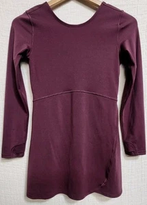 Athleta Chit Chat Dress Robe Girls Kids Sz L/12 Maroon Thumb Holes NEW - Picture 1 of 9