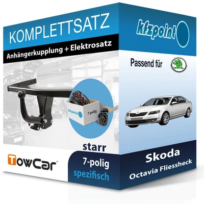 Für Skoda Octavia 02.2004-06.2013 TOWCAR Anhängerkupplung starr + 7polig E-Satz - Bild 1 von 3