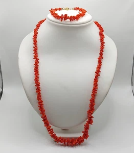 NECKLACE and BRACELET SET of Natural Mediterranean RED CORAL cupolino beads - Picture 1 of 8