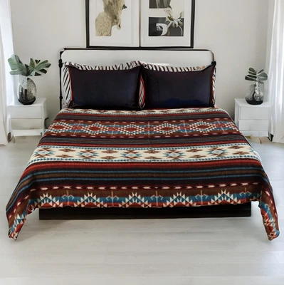 Extra Large - REVERSIBLE ALPACA Wool Blanket Andean Pattern 75x90 in - Image 1 of 4