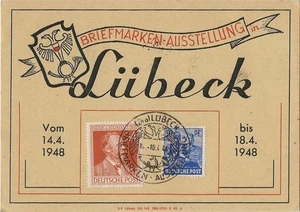 Lübeck - BM-Ausstellung 1948 als echt gelaufenes Einschreiben, Sonder R-Zettel - Bild 1 von 2