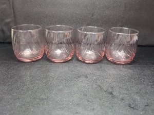 Lenox Swag Pattern Glasses, Light Pink Lowball Tumblers, Set of 4, Bar Drinkware - Picture 1 of 9