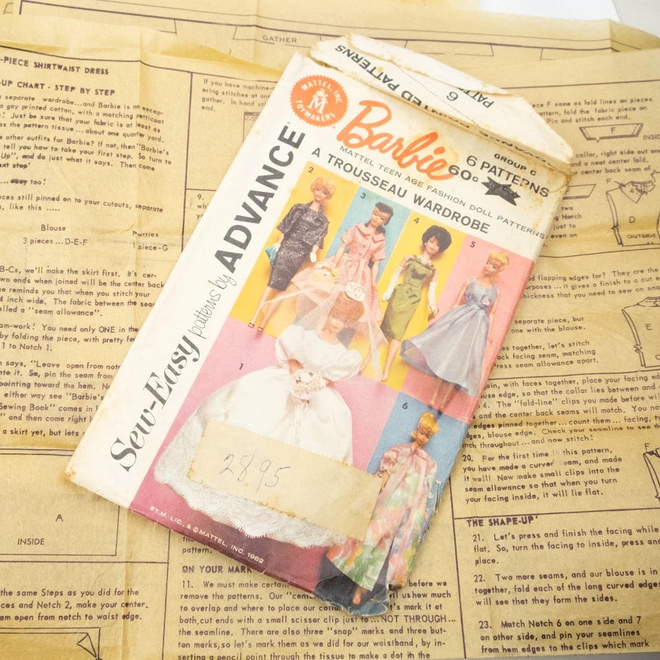 Advance VTG 1962 Barbie Trousseau Wardrobe Pattern #2895 4 patterns included - Image 1 of 4