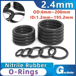 2.4mm Cross Section Nitrile Rubber O Ring Seals 6mm-200mm OD NBR Oil Resistant - Picture 1 of 15