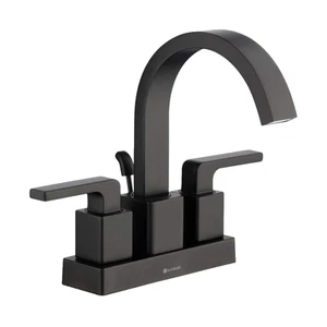 Farrington 4 pollici Centerset Rubinetto Bagno Doppio Manico Arco Alto Nero Opaco - Foto 1 di 1