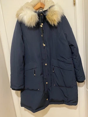 SAM EDELMAN NAVY DOWN FILL FAUX FUR HOODED JACKET PARKA WOMENS SIZE XL/16/18 - Изображение 1 из 4