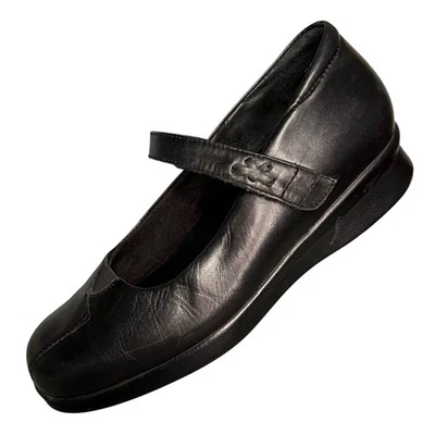 Ziera Leather Mary Janes Womens 38W Black Classic Hook & Loop Comfort Shoes READ - Image 1 of 4