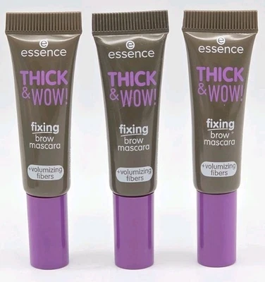3 x Essence Thick & Wow Fixing Brow Mascara Volumizing Fibers Ash Brown - Image 1 of 3