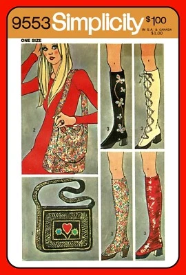 Misses SPATS and BAG Sack Purse CRAFT Sewing Pattern 9553 Vtg 1971 - Image 1 of 4