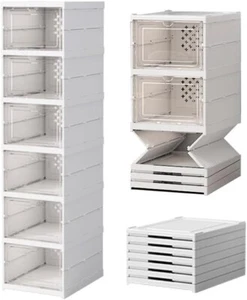 SCARPIERA SALVASPAZIO COMPONIBILE 6 RIPIANI PIEGHEVOLI IN PLASTICA ORGANIZER - Foto 1 di 9