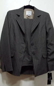 160 $ Collection Le Suit braun Nadelstreifen 2-teilig weites Bein Hosenanzug neu mit Etikett ~ 6 M3020 - Bild 1 von 12