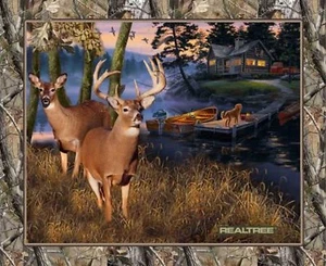 Fabric Realtree Lakeside Sunset Deer Panel - Picture 1 of 1