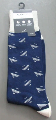 Alfani Men's 1-Pair Geometric Dress Socks, Navy Blue, Shoe Size 7-12 - Image 1 of 4