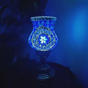 Handmade Bronze Turkish Moroccan Glass Mosaic Arabian Eastern Table Lamp - Picture 1 of 6