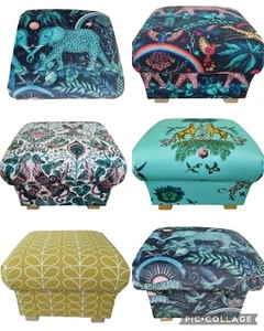 Emma J Shipley Orla Kiely Fabric Storage Footstool Pouffe Footstall Extinct Blue - Picture 1 of 148