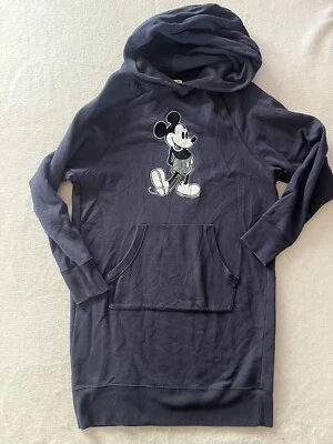 Uniqlo Disney Sweater Dress Size S Black Mickey Mouse Standing Hoodie Pockets - Image 1 of 4