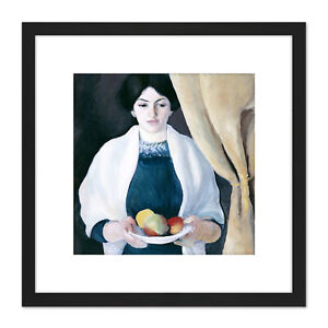 Macke August Portrait With Apples Square Framed Wall Art 8X8 In
