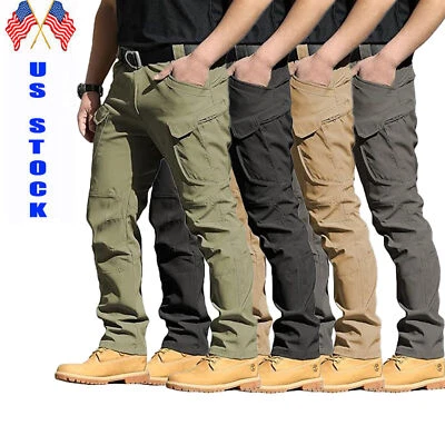 Men's Cargo Work Pants IX9 Tactical Waterproof Outdoor Hiking Combat Trousers - Image 1 of 4