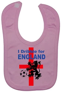 I Dribble for England Baby Fütterung Lätzchen Neugeborene - 3 Jahre Appx Touch Fastener Fußball - Bild 1 von 6