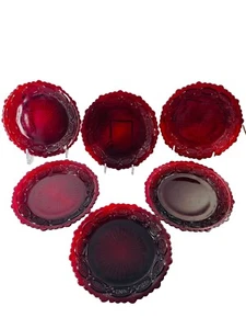 Avon Set Of 6 Cape Cod Ruby Red Cranberry Glass Dessert/Salad Plate 7 1/4” EUC - Picture 1 of 9