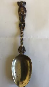 Vintage Collectable Unusual Brass Spoon - Handle Surmounted By A Bear with Twist - Picture 1 of 10