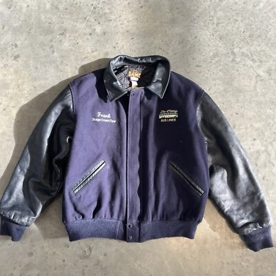 Chaqueta Universitaria Vintage Para Hombre Juego Ropa Deportiva Lana Cuero Bordada 2XL Azul Marino Foto 1 de 4