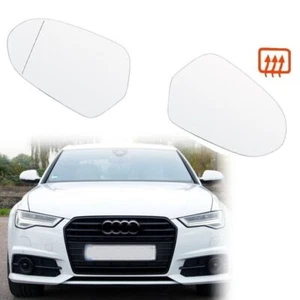 2Pcs Side Door Rear Mirror Heated Glass w/ Backing Plate Replacement For Audi A6 - Bild 1 von 13