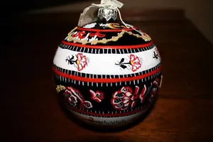 Palla rotonda stile Polonia vetro ornamento natalizio dipinto a mano nuova vendita - Foto 1 di 4