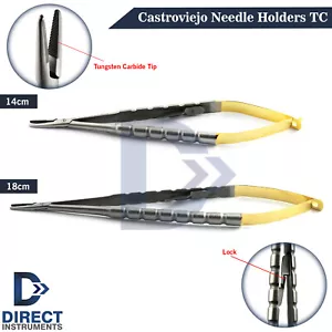 Castroviejo Needle Holder TC Micro-Surgery Suture Tying Locking Forceps - Picture 1 of 5