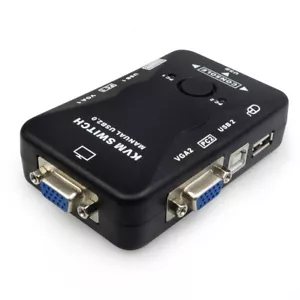 2 Port VGA KVM USB Switcher VGA Switch BOX USB Mouse Keyboard 1920*1440 Monitor - Picture 1 of 5