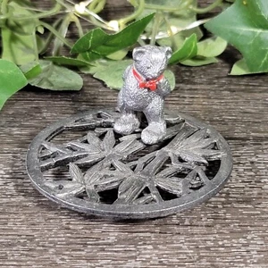 Vintage 1978 Metzke Teddy Bear Rouns Pewter Trivet Figurine. Ships from the USA. - Picture 1 of 8